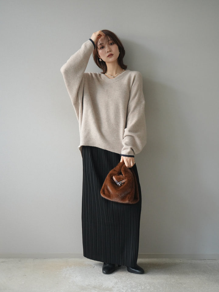 [予約]プリーツIラインスカート/black