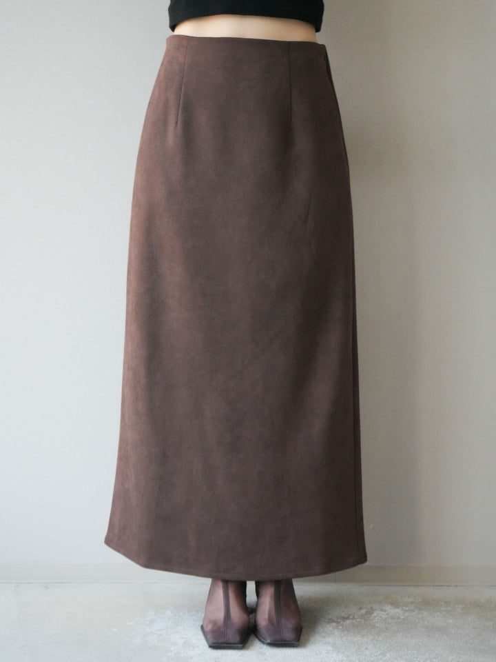 [予約]スウェードIラインスカート/ブラウン