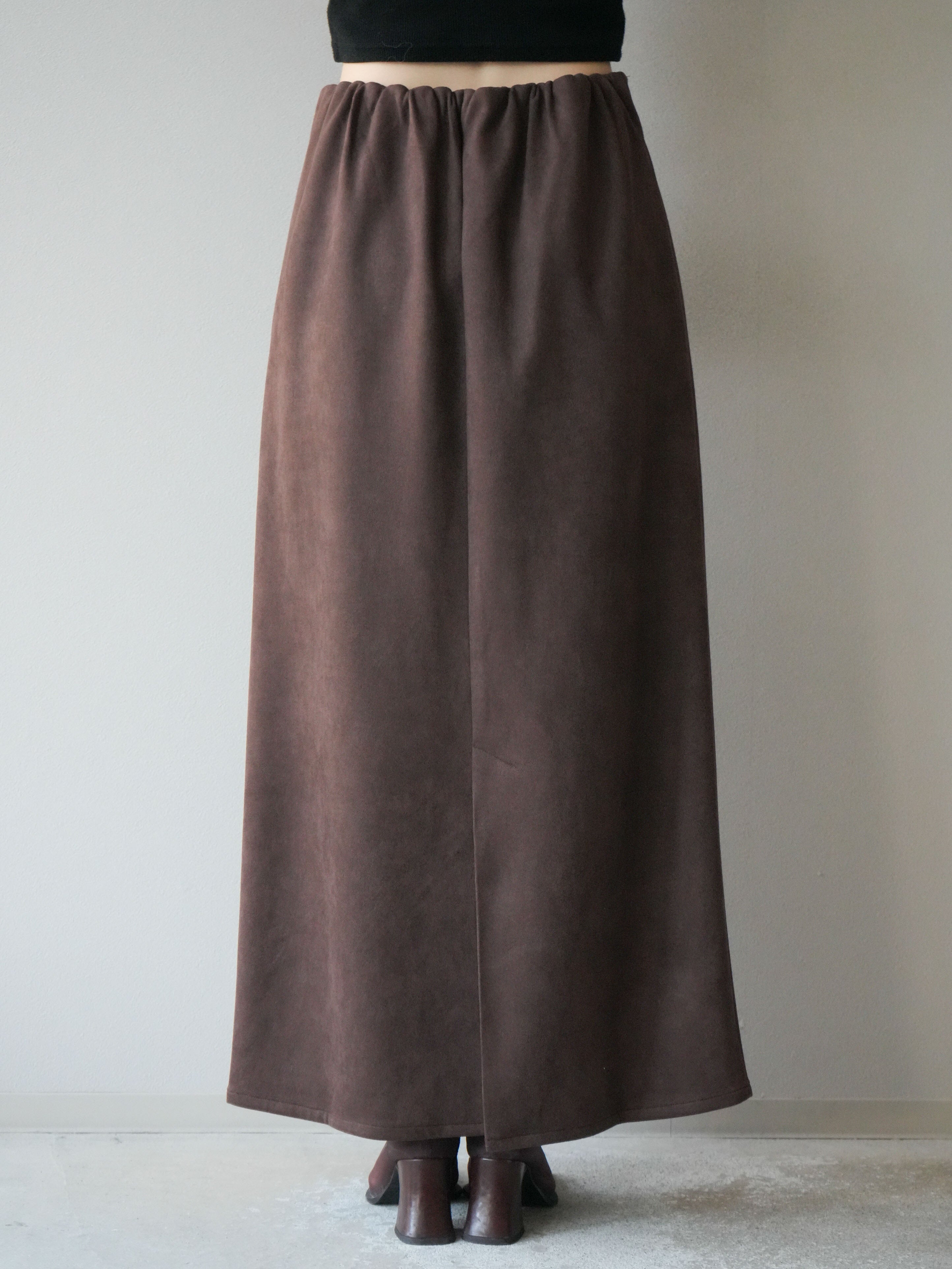 予約]スウェードIラインスカート/ブラウン – Lumier
