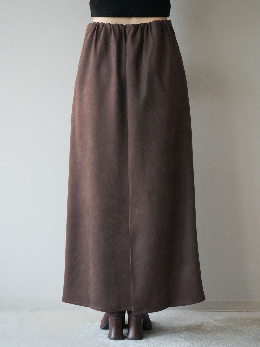[予約]スウェードIラインスカート/ブラウン
