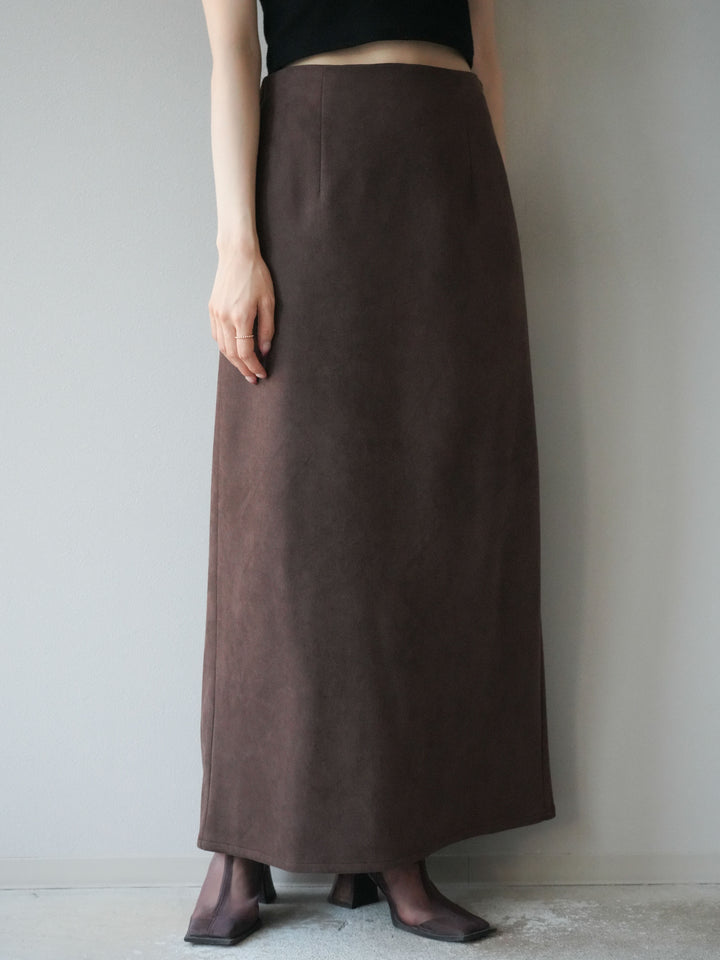 [予約]スウェードIラインスカート/ブラウン