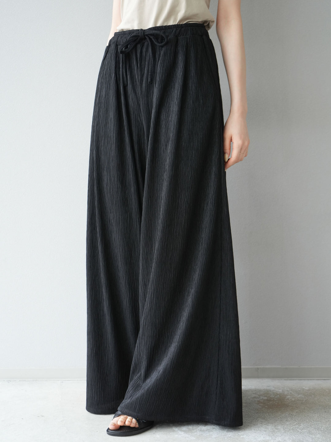 [予約]楊柳バギーパンツ/ブラック