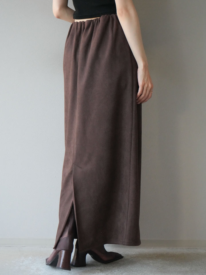 [予約]スウェードIラインスカート/ブラウン