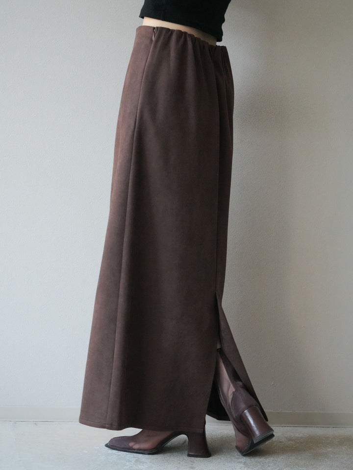 [予約]スウェードIラインスカート/ブラウン