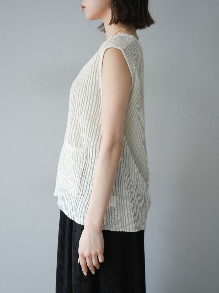 【預購】波浪夏季針織背心/米白色