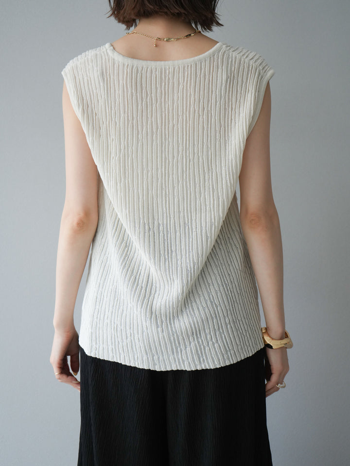 【預購】波浪夏季針織背心/米白色