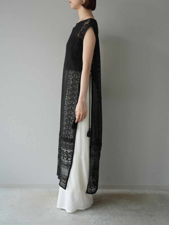 [預購] 印度蕾絲層疊洋裝/黑色