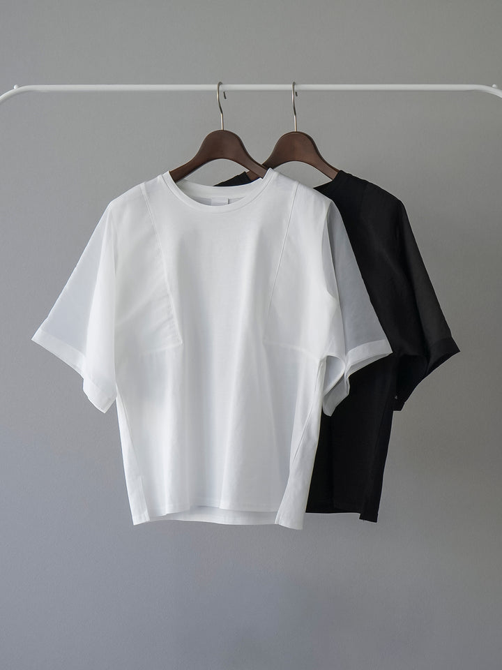 [SET] Tulle sleeve T-shirt + 3-tack loose denim (2 sets)