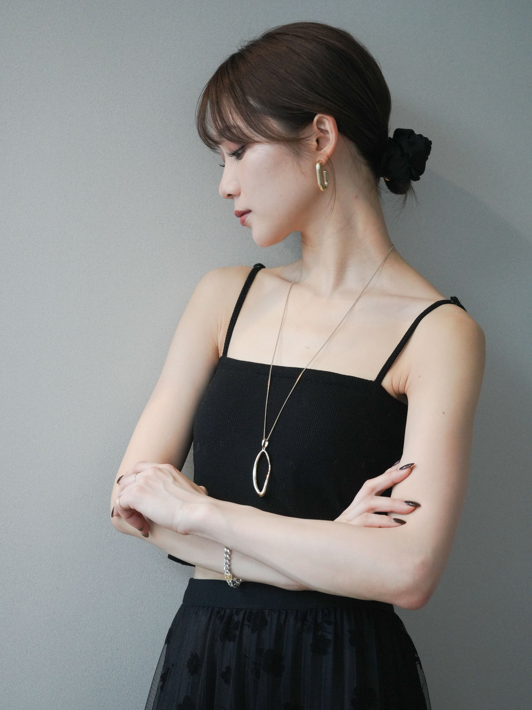 [予約]スクエアマットフープピアス/gold