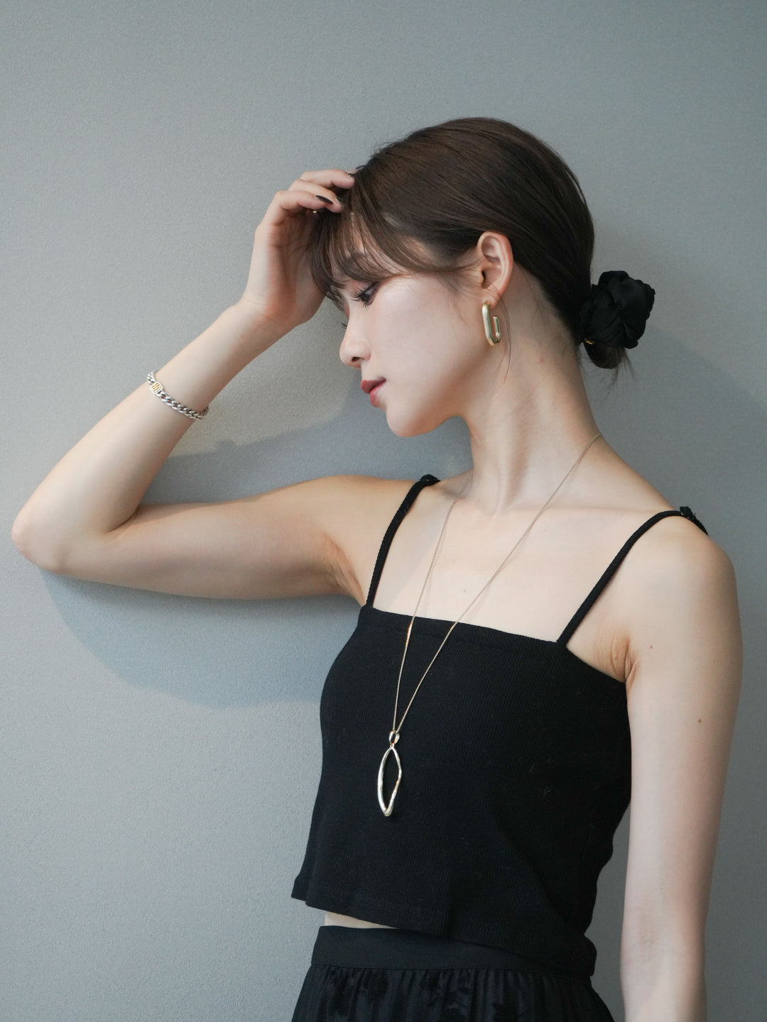 [予約]スクエアマットフープピアス/gold