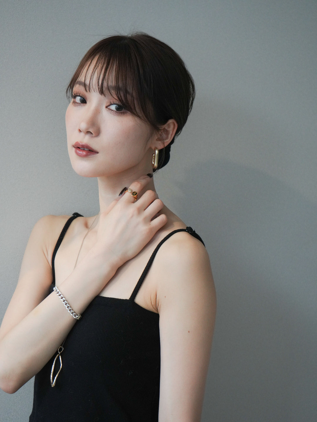 [予約]スクエアマットフープピアス/gold