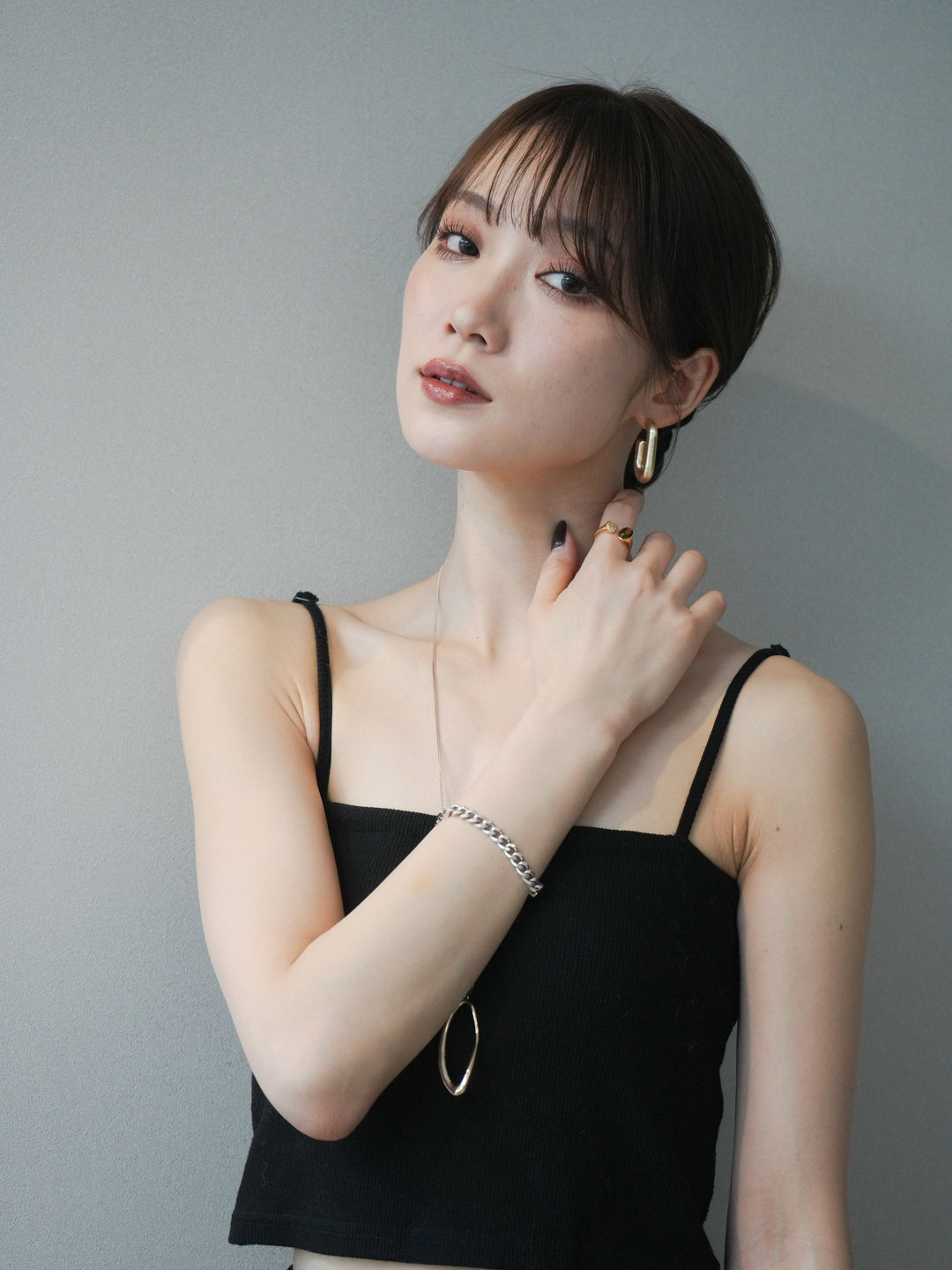 [予約]スクエアマットフープピアス/gold