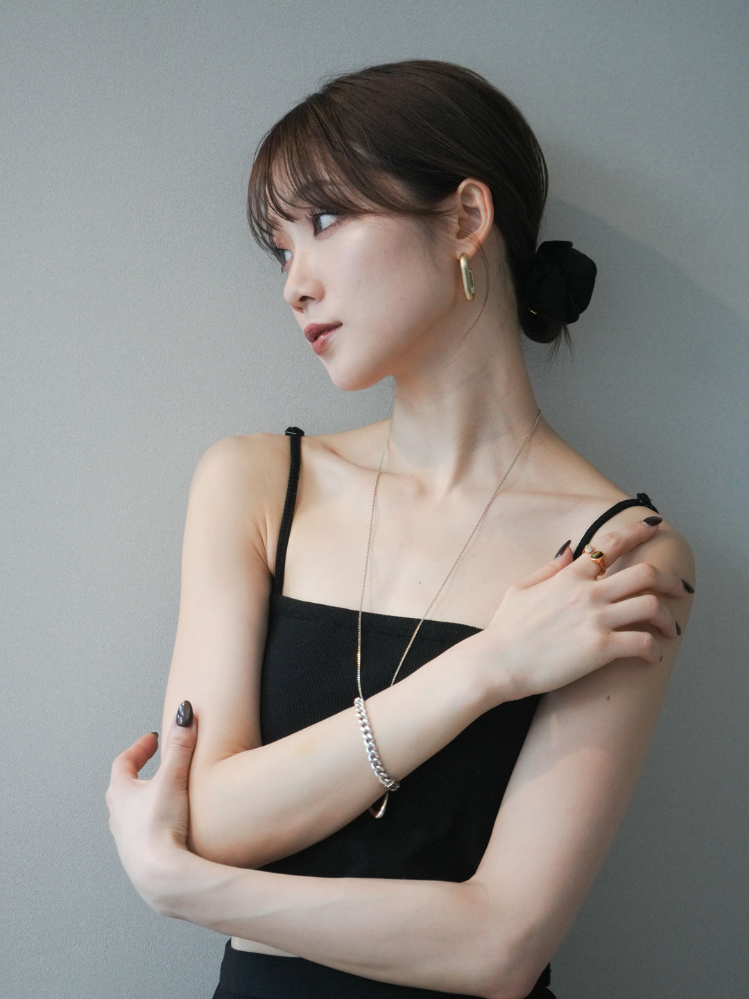 [予約]スクエアマットフープピアス/gold