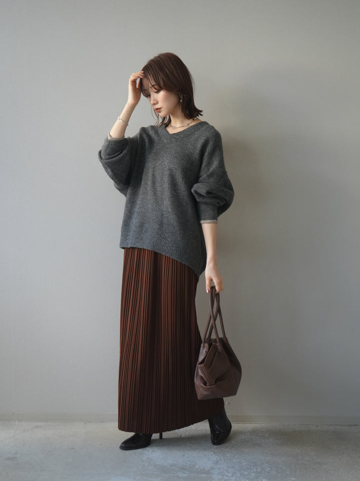 [予約]プリーツIラインスカート/brown
