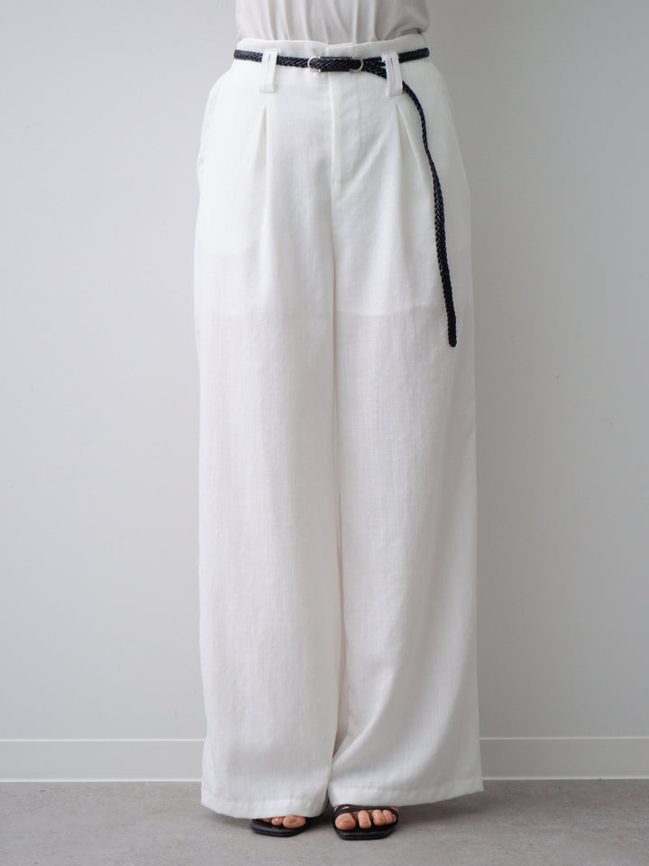 [予約]メッシュベルト付リネンライクパンツ/white