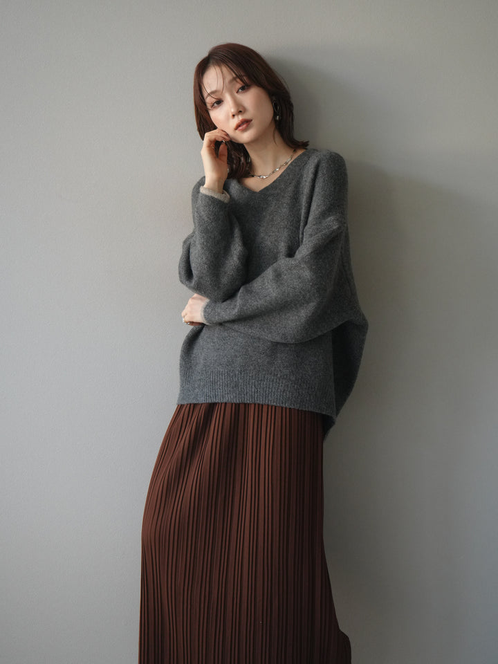 [予約]プリーツIラインスカート/brown