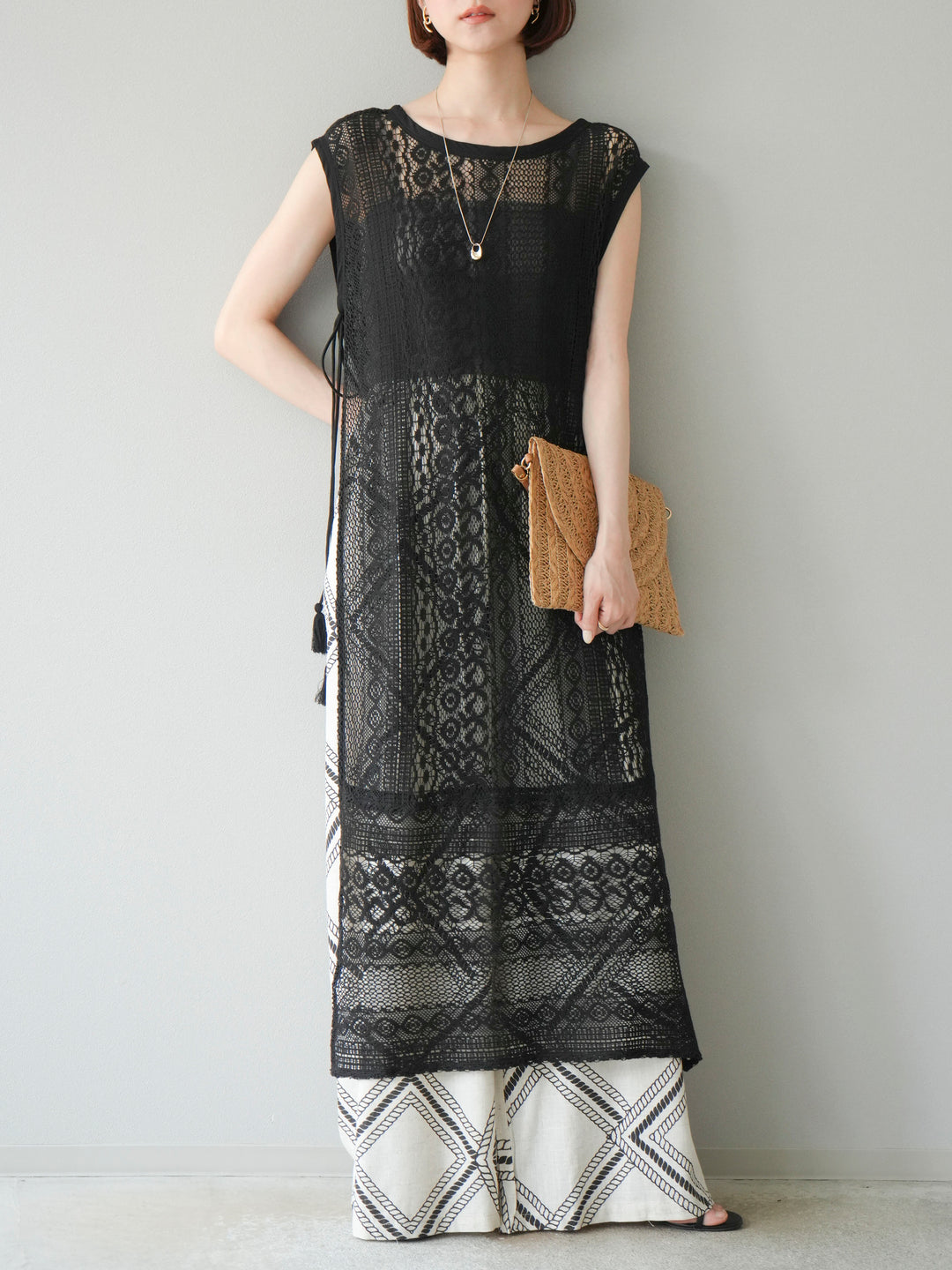 [預購] 印度蕾絲層疊洋裝/黑色