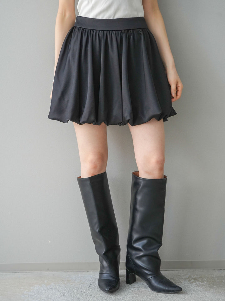 [予約]サテンバルーンミニスカート/black