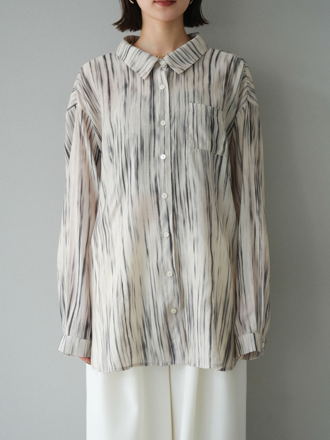 [予約]マルチWAYニュアンス柄オーバーシャツ/ベージュ