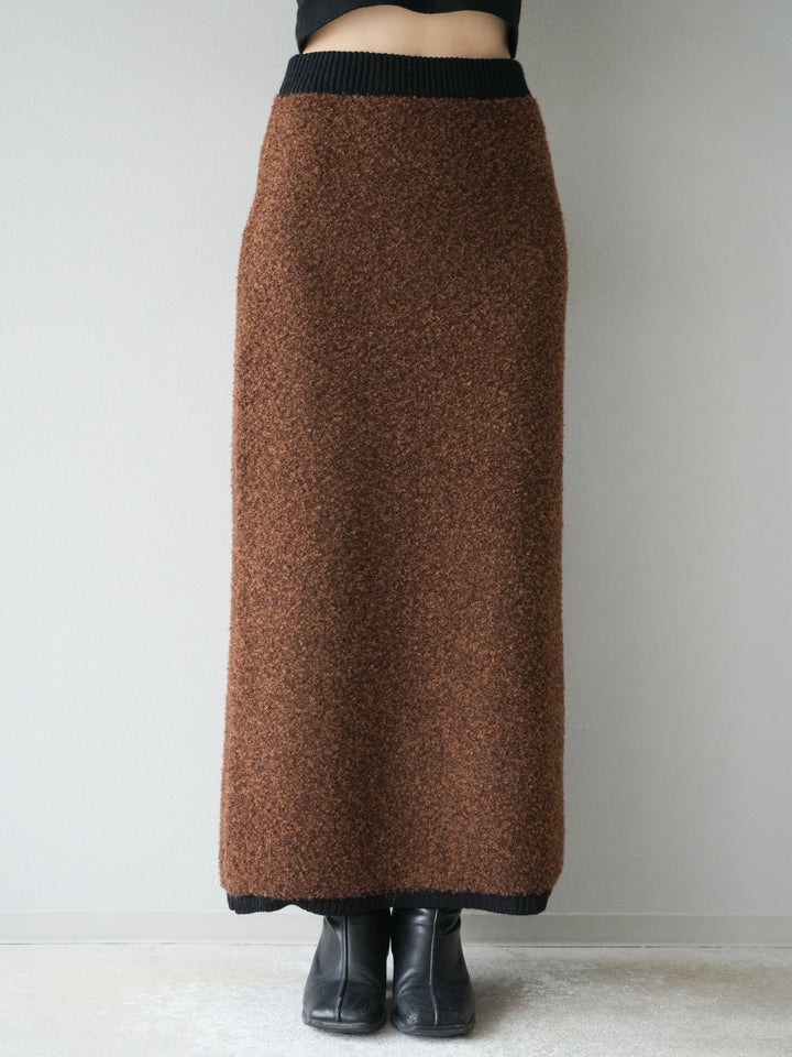 [予約]ブークレバイカラータイトニットスカート/ブラウン