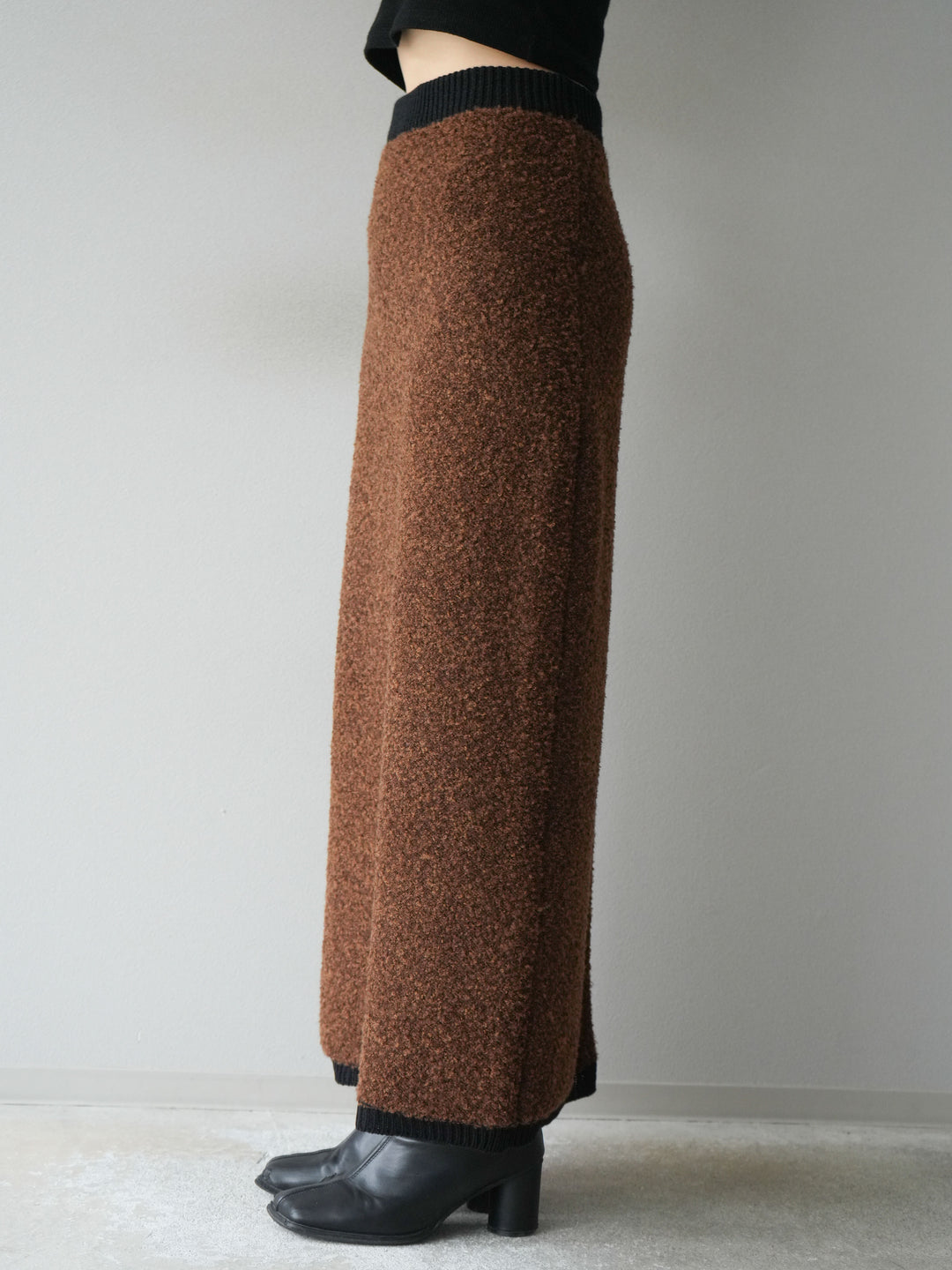 [予約]ブークレバイカラータイトニットスカート/ブラウン