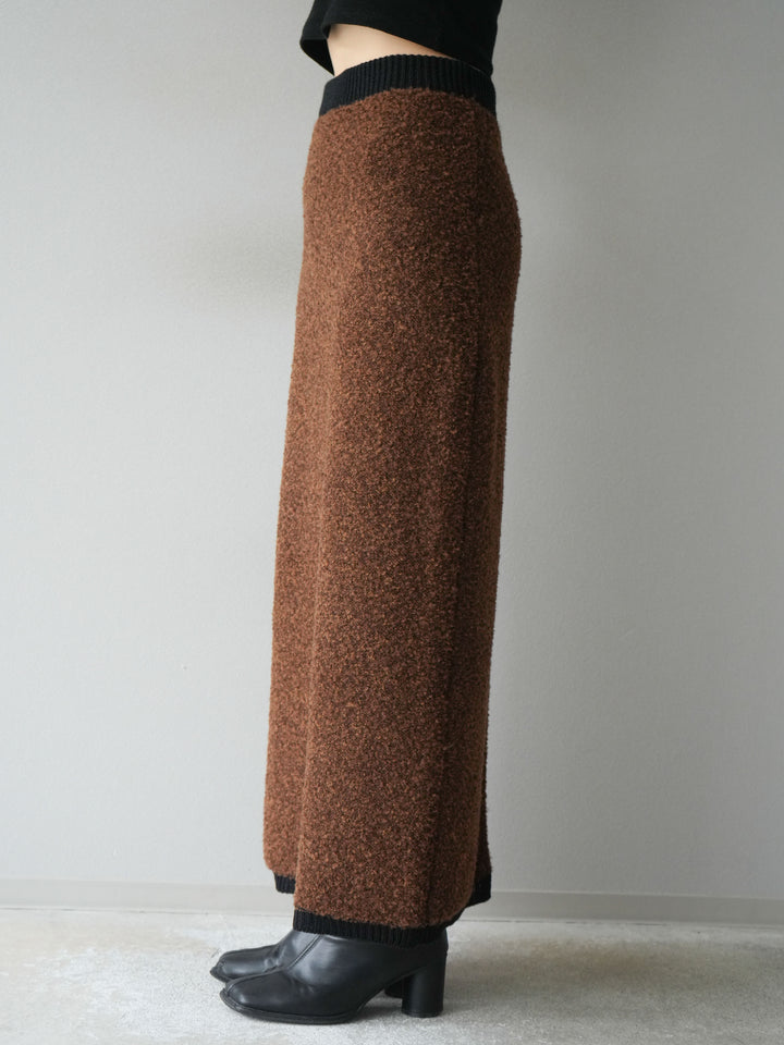 [予約]ブークレバイカラータイトニットスカート/ブラウン