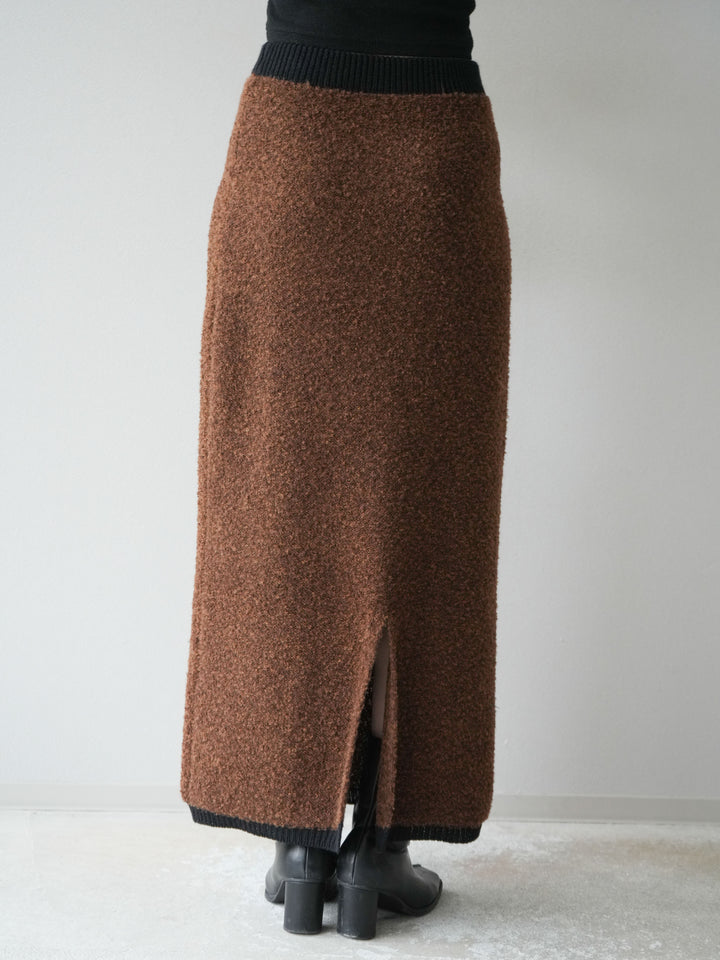 [予約]ブークレバイカラータイトニットスカート/ブラウン