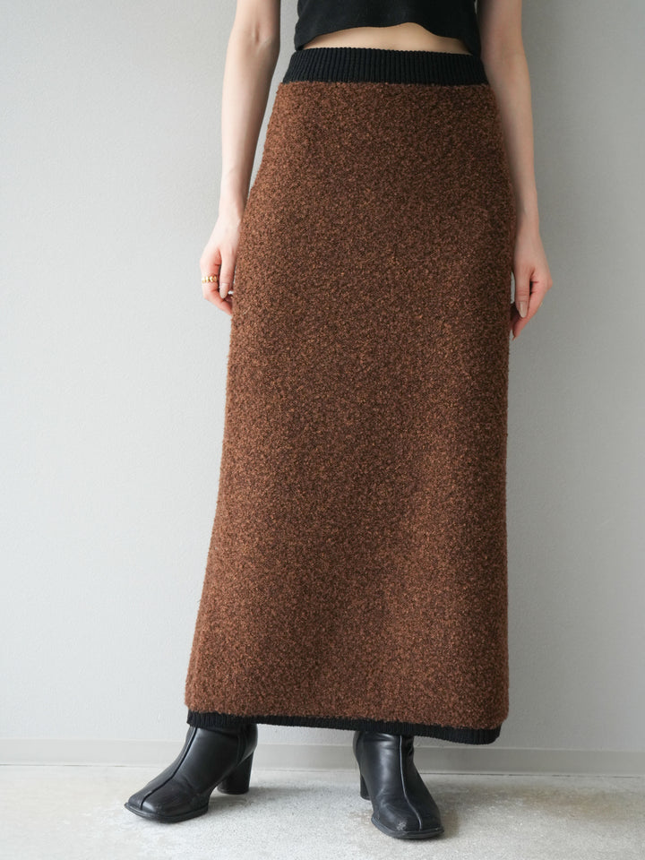 [予約]ブークレバイカラータイトニットスカート/ブラウン