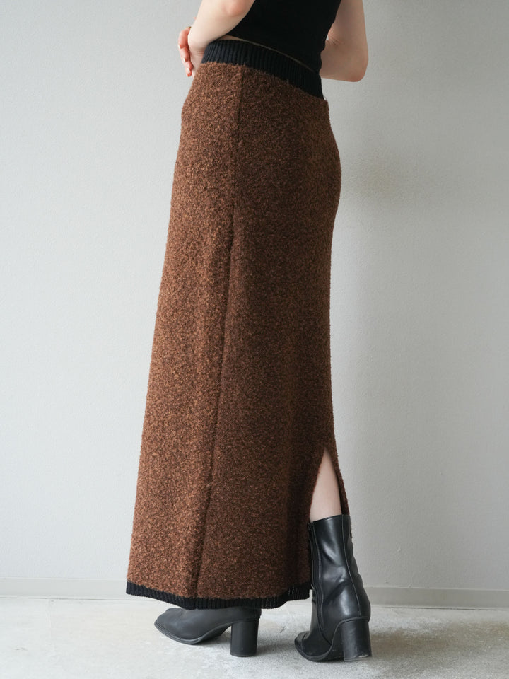 [予約]ブークレバイカラータイトニットスカート/ブラウン