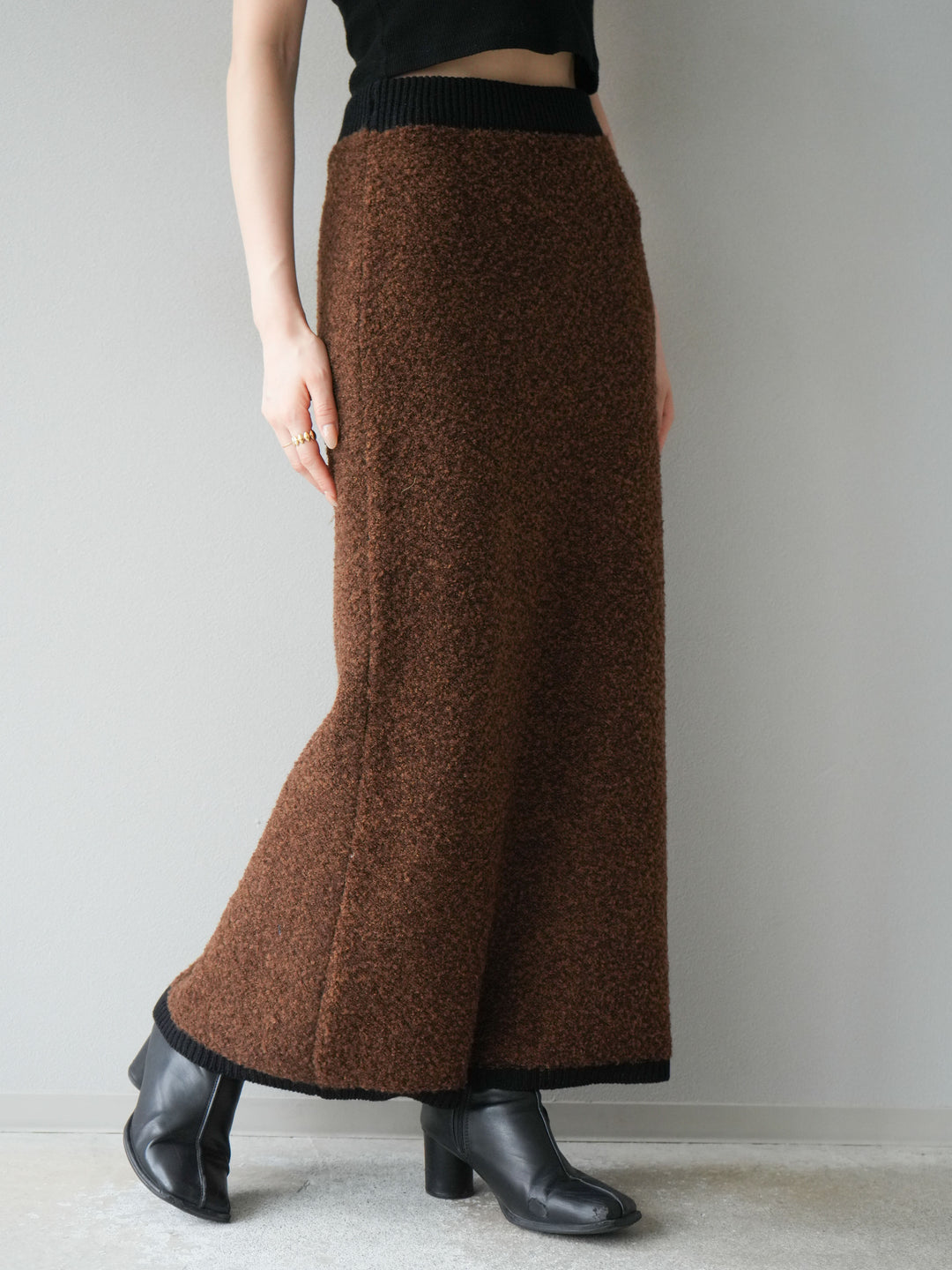 [予約]ブークレバイカラータイトニットスカート/ブラウン