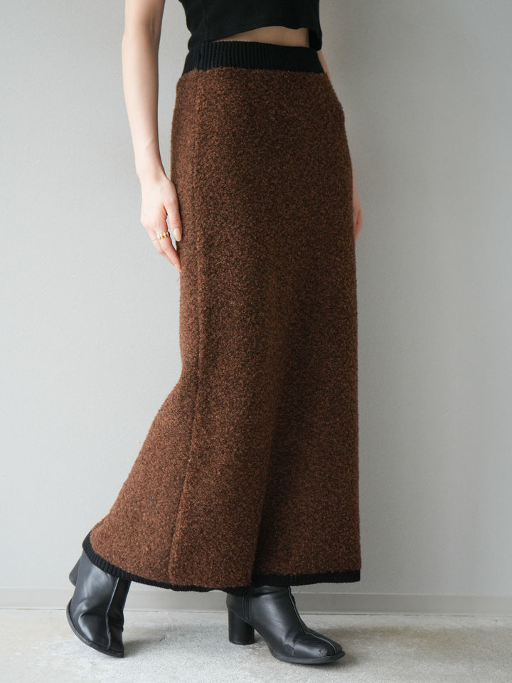 [予約]ブークレバイカラータイトニットスカート/ブラウン