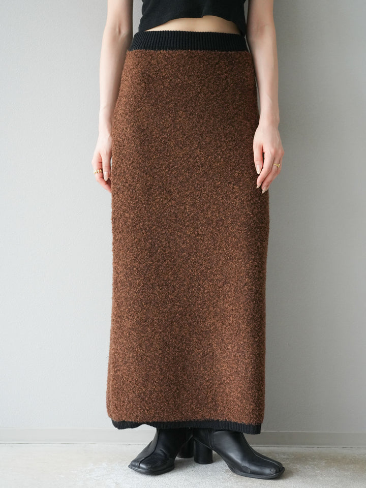 [予約]ブークレバイカラータイトニットスカート/ブラウン