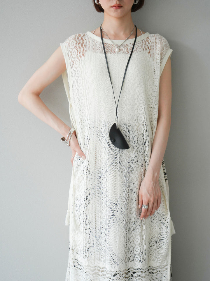 [予約]インド製レースレイヤードワンピース/オフ