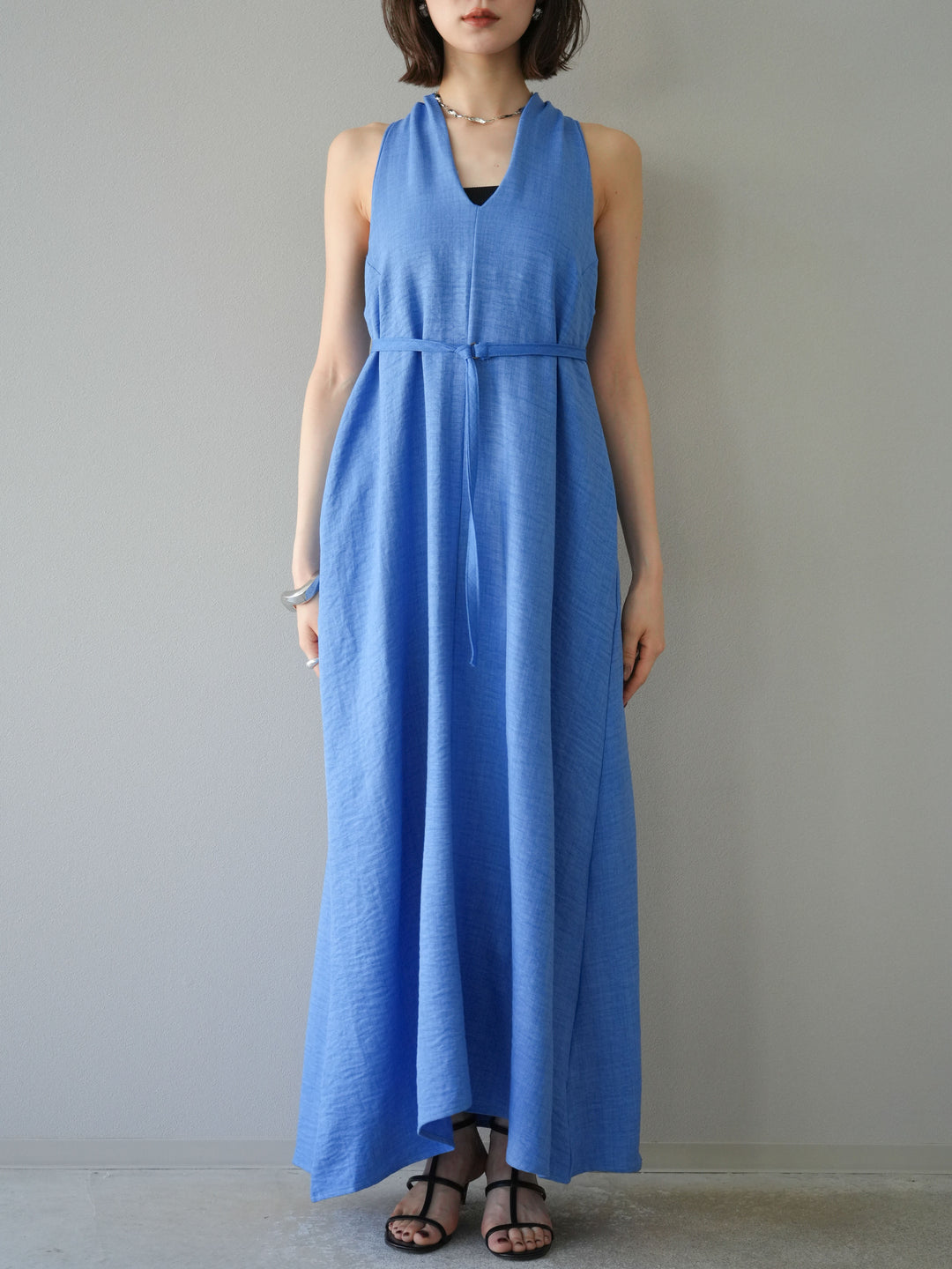 【預購】環形設計不均勻染色洋裝/藍色