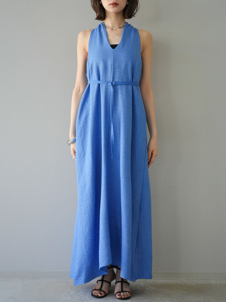 【預購】環形設計不均勻染色洋裝/藍色