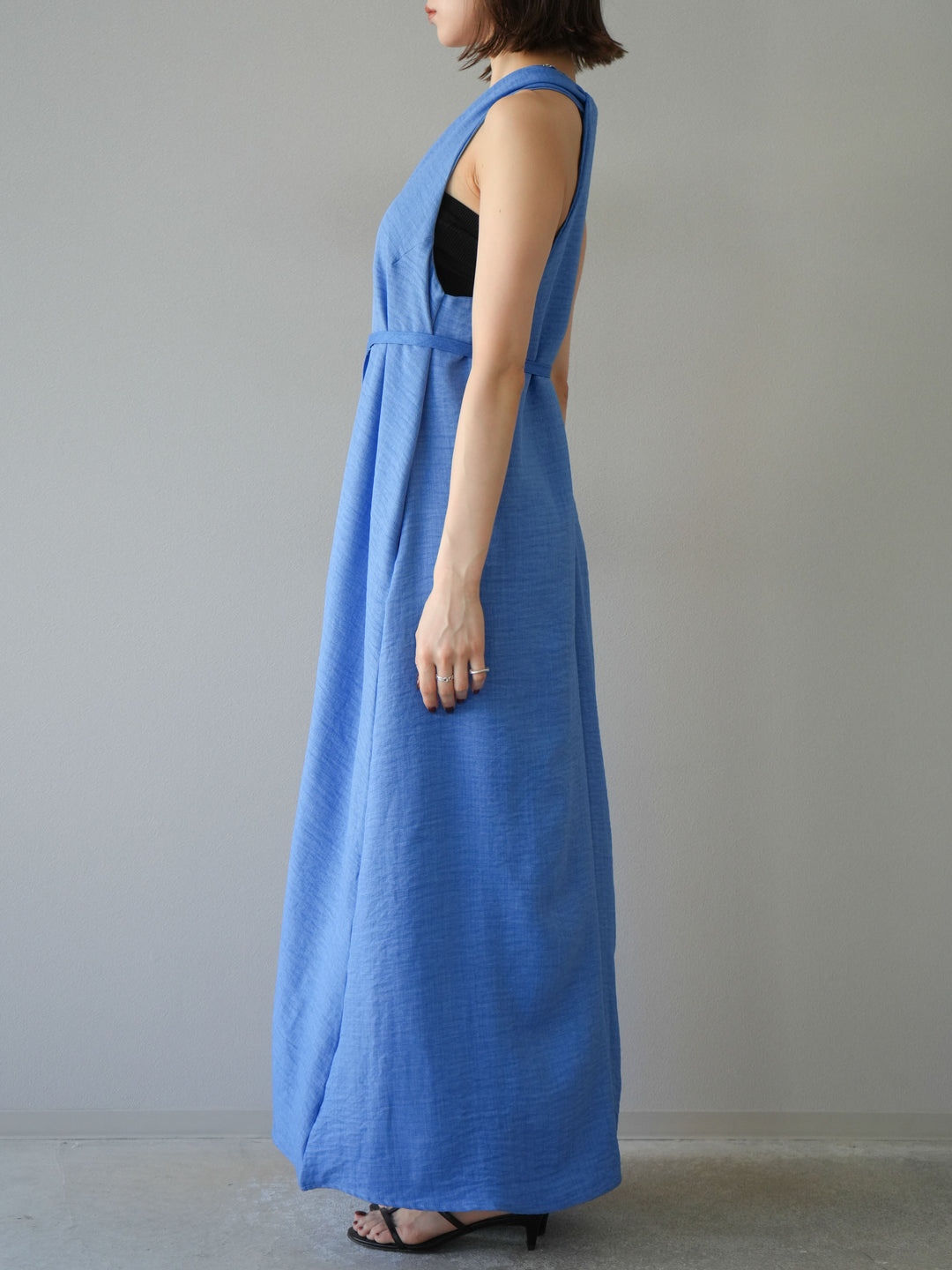 【預購】環形設計不均勻染色洋裝/藍色