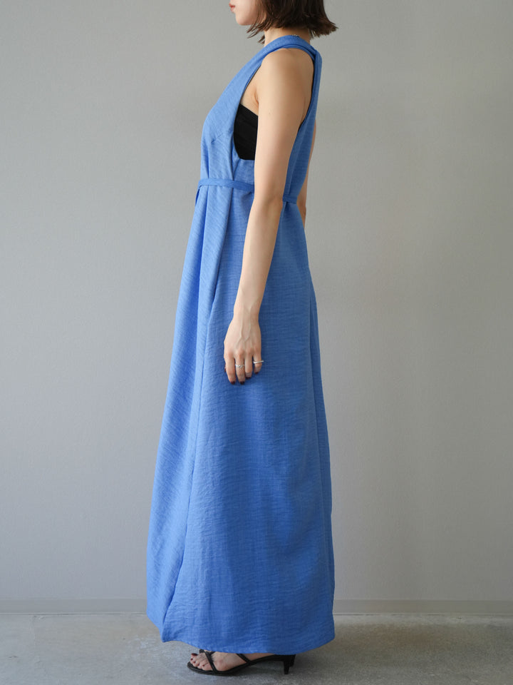 【預購】環形設計不均勻染色洋裝/藍色