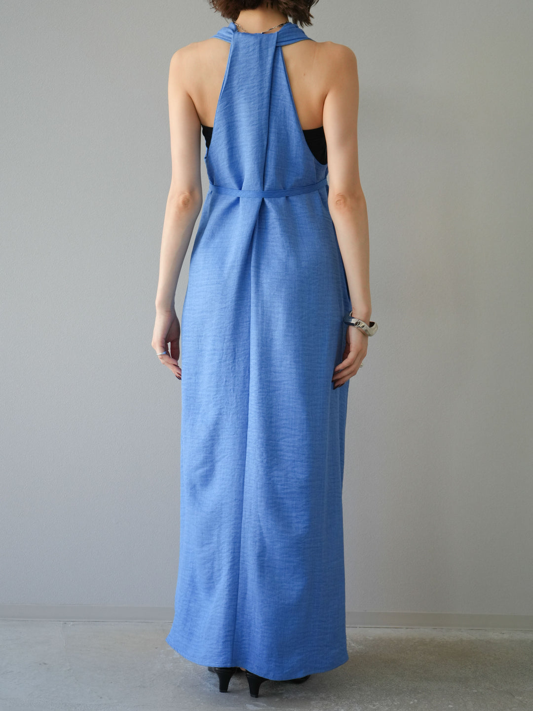 【預購】環形設計不均勻染色洋裝/藍色