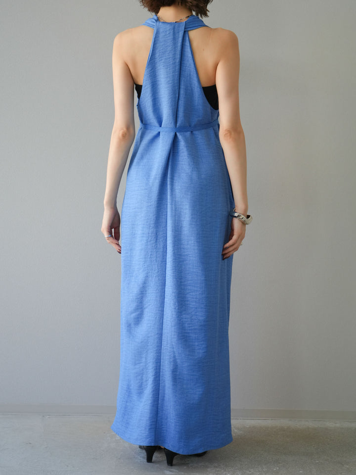 【預購】環形設計不均勻染色洋裝/藍色