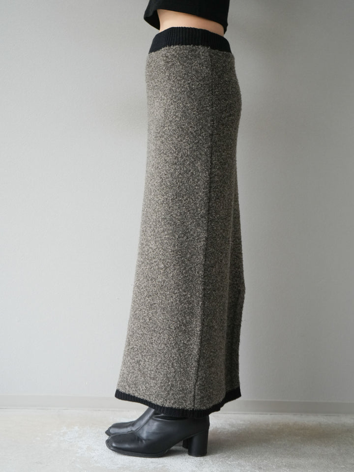 [予約]ブークレバイカラータイトニットスカート/チャコール