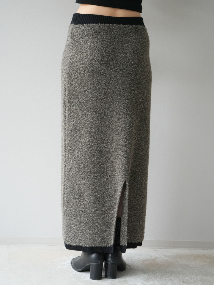 [予約]ブークレバイカラータイトニットスカート/チャコール