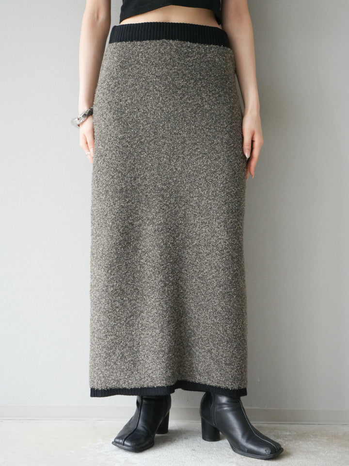 [予約]ブークレバイカラータイトニットスカート/チャコール
