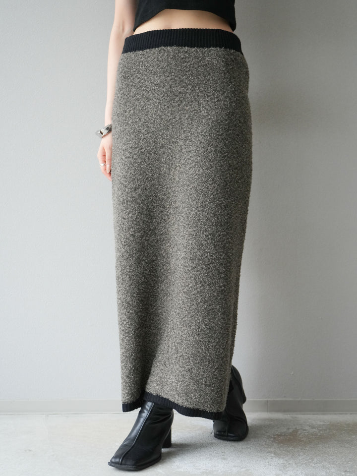 [予約]ブークレバイカラータイトニットスカート/チャコール