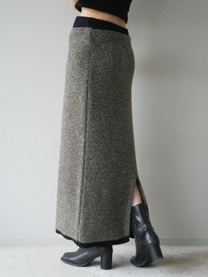 [予約]ブークレバイカラータイトニットスカート/チャコール