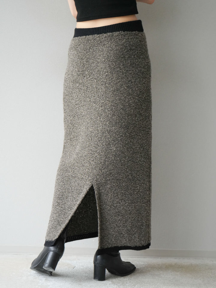 [予約]ブークレバイカラータイトニットスカート/チャコール