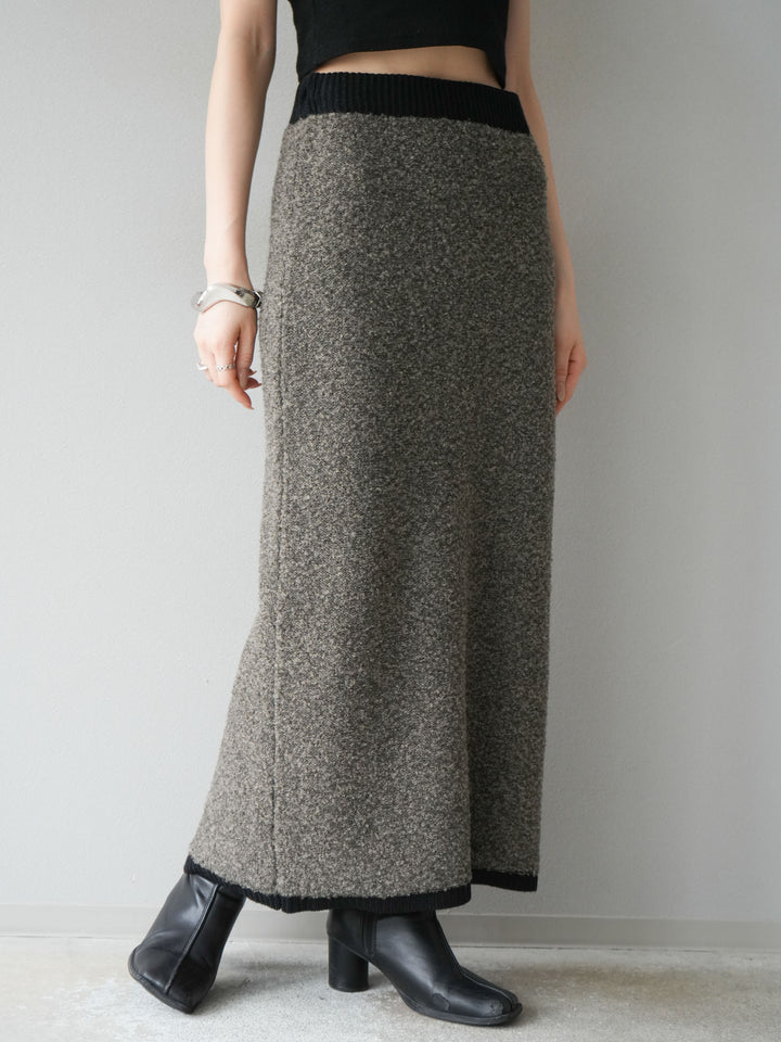 [予約]ブークレバイカラータイトニットスカート/チャコール