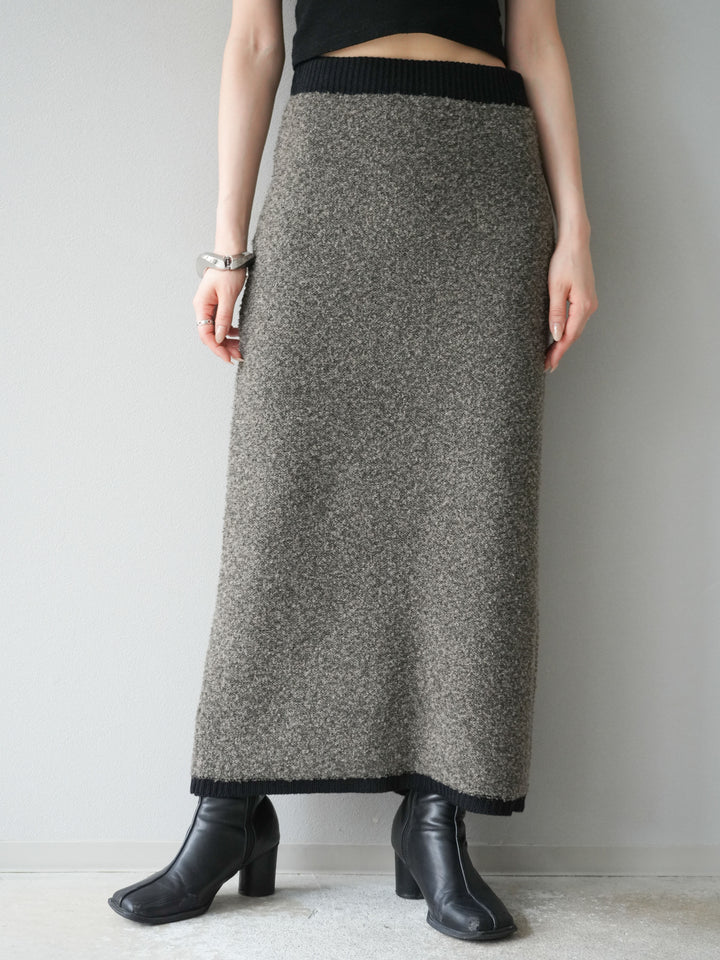 [予約]ブークレバイカラータイトニットスカート/チャコール