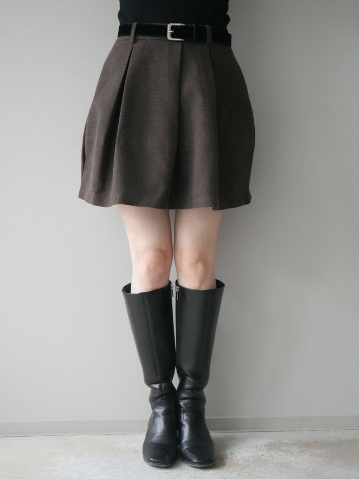 [予約]ベルト付きタックミニスカート/brown