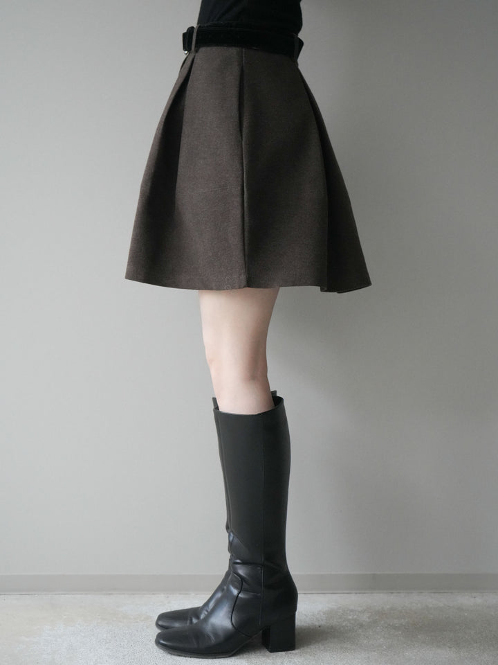 [予約]ベルト付きタックミニスカート/brown