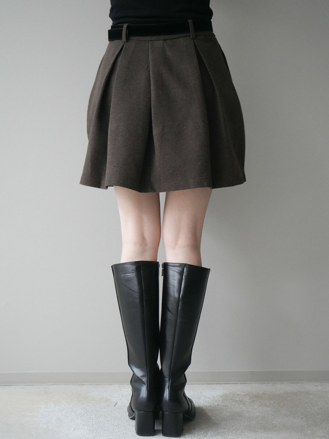 [予約]ベルト付きタックミニスカート/brown